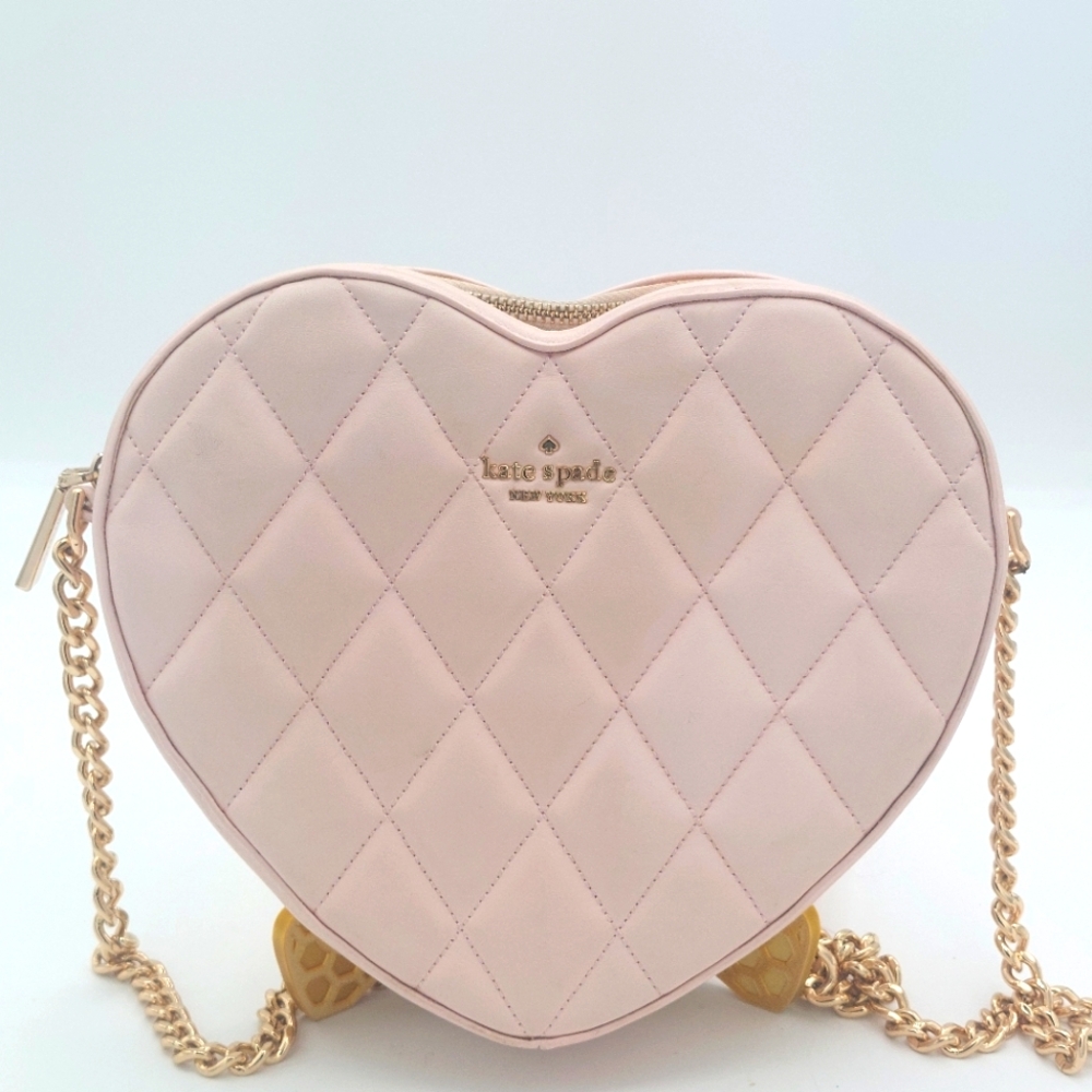 Kate Spade Love Shake Pink Heart-Shaped Quilted Bag - Picture 1 of 4
